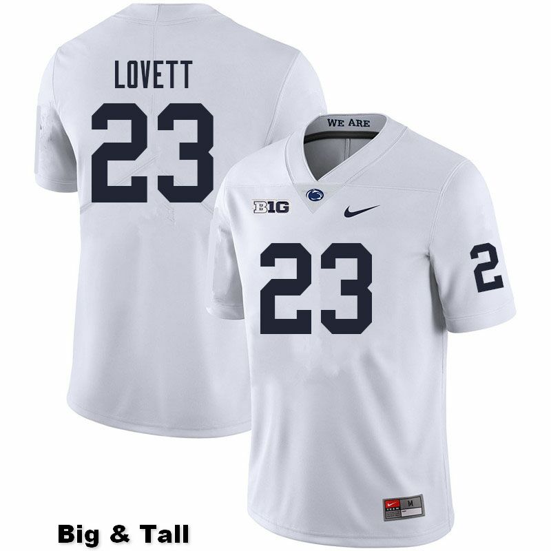 NCAA Nike Men's Penn State Nittany Lions John Lovett #23 College Football Authentic Big & Tall White Stitched Jersey ZYJ2898YS